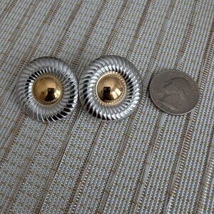 #310 Round Gold and Silver Geometric Earrings